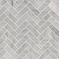 MSI Carrara White 1x3 Herringbone Polished — Natural Stone Mosaic in white tonality