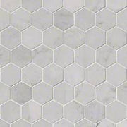 Carrara White Polished 2" Hexagon Mosaic Tile