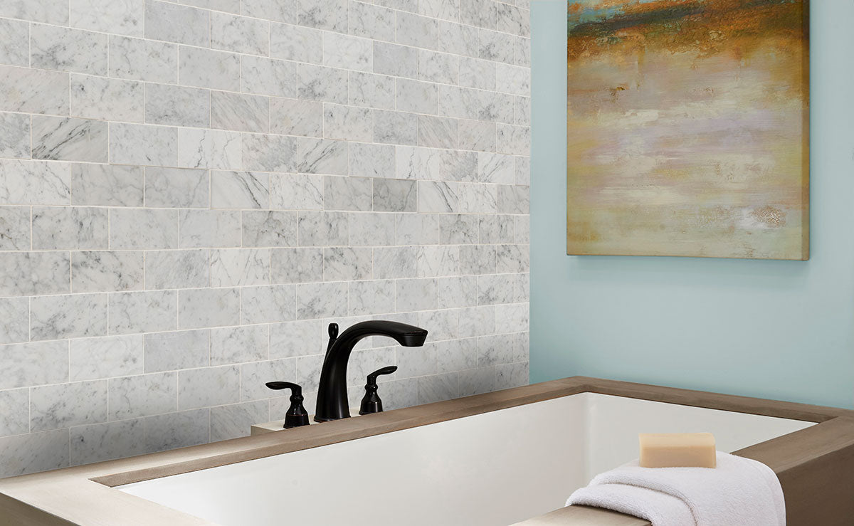 MSI Carrara White Subway Tile 3x6 — surface detail in white tonality