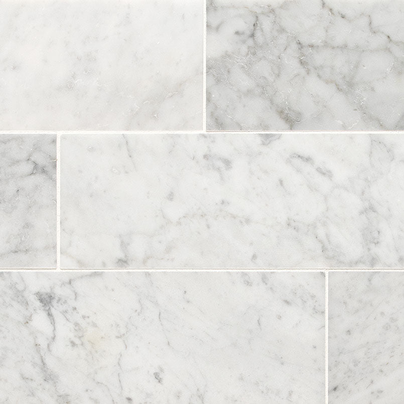 MSI Carrara White Marble Tile 4x12 — Natural Stone Mosaic in white tonality