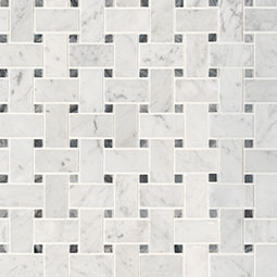 Carrara White Basketweave Tile - Honed