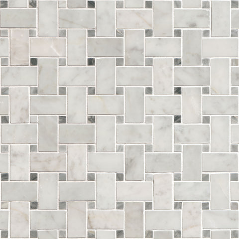 MSI Carrara White Basketweave Tile - Honed