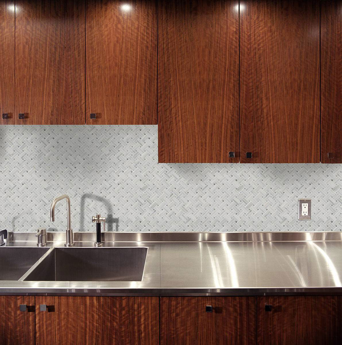 MSI Carrara White Basketweave Tile — surface detail in white tonality