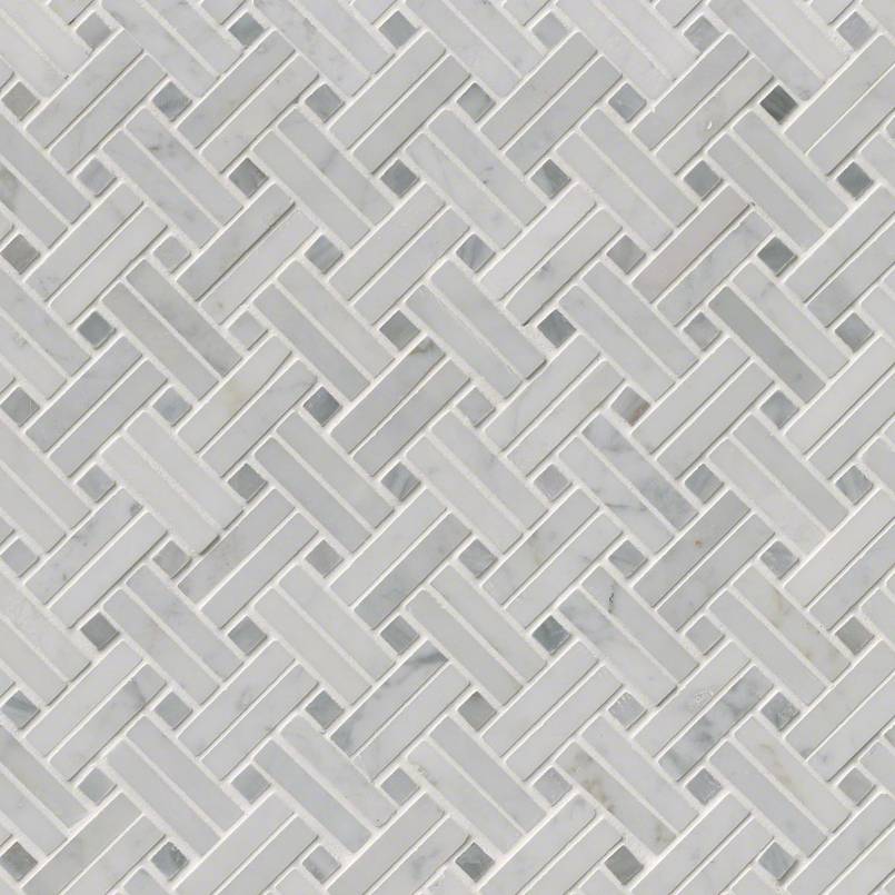 MSI Carrara White Basketweave Tile — Natural Stone Mosaic in white tonality