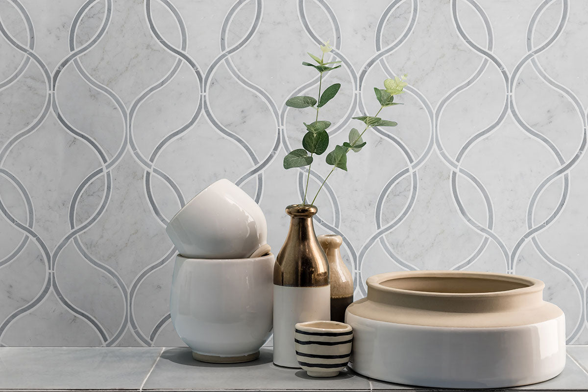 MSI Carrara White Ellipsis Tile — surface detail in white tonality
