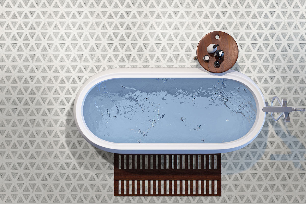 MSI Carrara White Geometric Tile — surface detail in white tonality