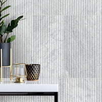 MSI Carrara White Milano Ribbon 12x24 Honed — surface detail in white tonality