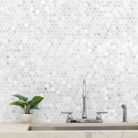 MSI Carrara White Round Pattern Honed — surface detail in white tonality
