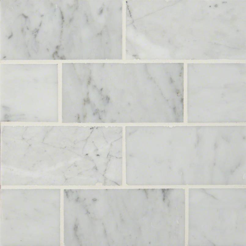 MSI Carrara White Subway Tile 3x6 — Natural Stone Mosaic in white tonality