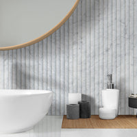 MSI Carrara White Valentino Fluted 12x24 Honed — surface detail in white tonality