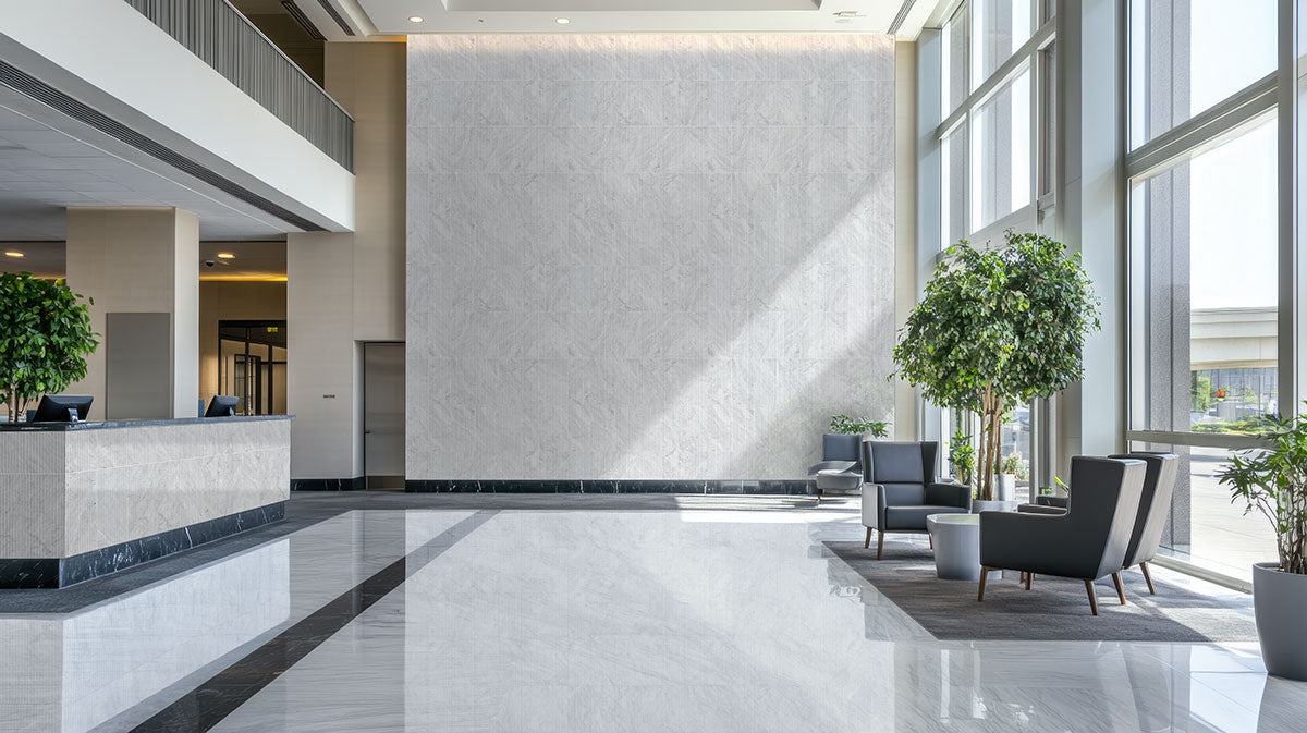 MSI Carrara White Valentino Fluted 12x24 Honed — surface detail in white tonality
