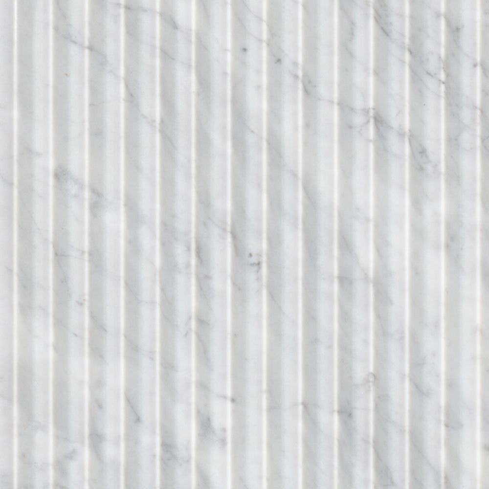 MSI Carrara White Valentino Fluted 12x24 Honed — Natural Stone Mosaic in white tonality
