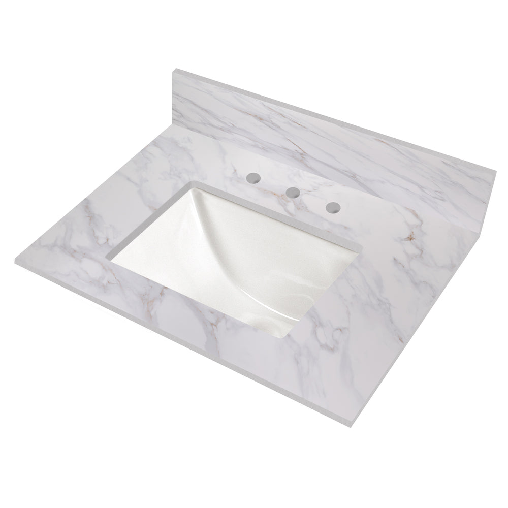 MSI Calacatta Castana Vanity Tops engineered single-piece integrated-bowl vanity top