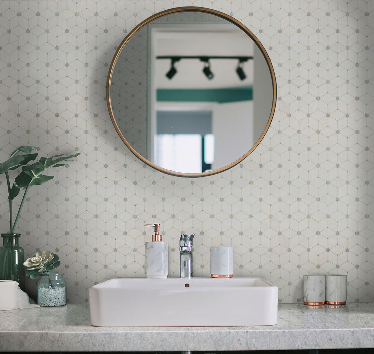 MSI Bianco Dolomite Cecily Grigio Polished — surface detail in natural tonality