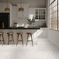 MSI Bianco Dolomite Cecily Pattern Marble Tile — surface detail in natural tonality
