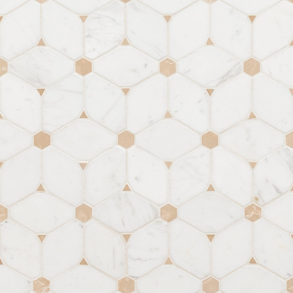 MSI Bianco Dolomite Cecily Pattern Marble Tile — Natural Stone Mosaic