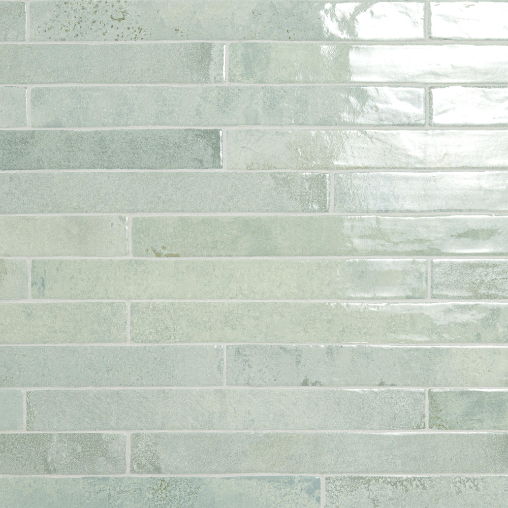 MSI Flamenco Celtic Aqua 2x18 Glossy — Porcelain Wall Tile in aqua tonality