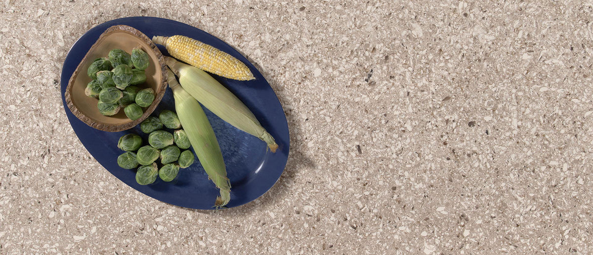 MSI Chakra Beige, surface detail in beige tonality engineered slab for kitchen and feature install