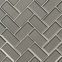 MSI Champagne Bevel Herringbone 8mm — Glass Mosaic Tile in champagne tonality