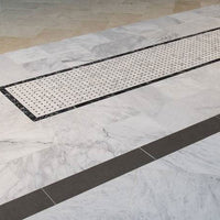 MSI Arabescato Carrara Basketweave Tile — surface detail in natural tonality