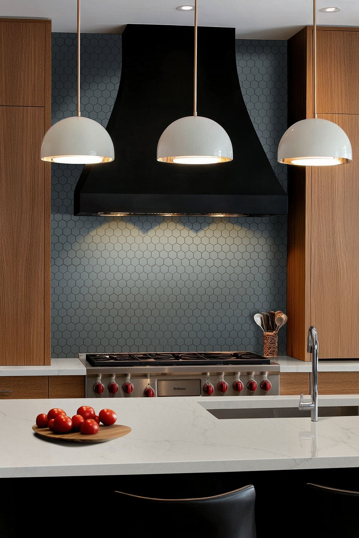 MSI Cielo Azul Hexagon Glossy Mosaic Tile — room scene