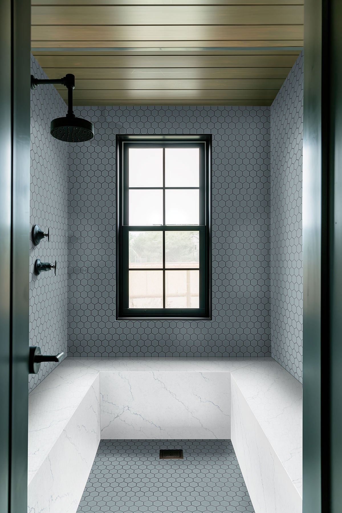 MSI Cielo Azul Hexagon Glossy Mosaic Tile — room scene