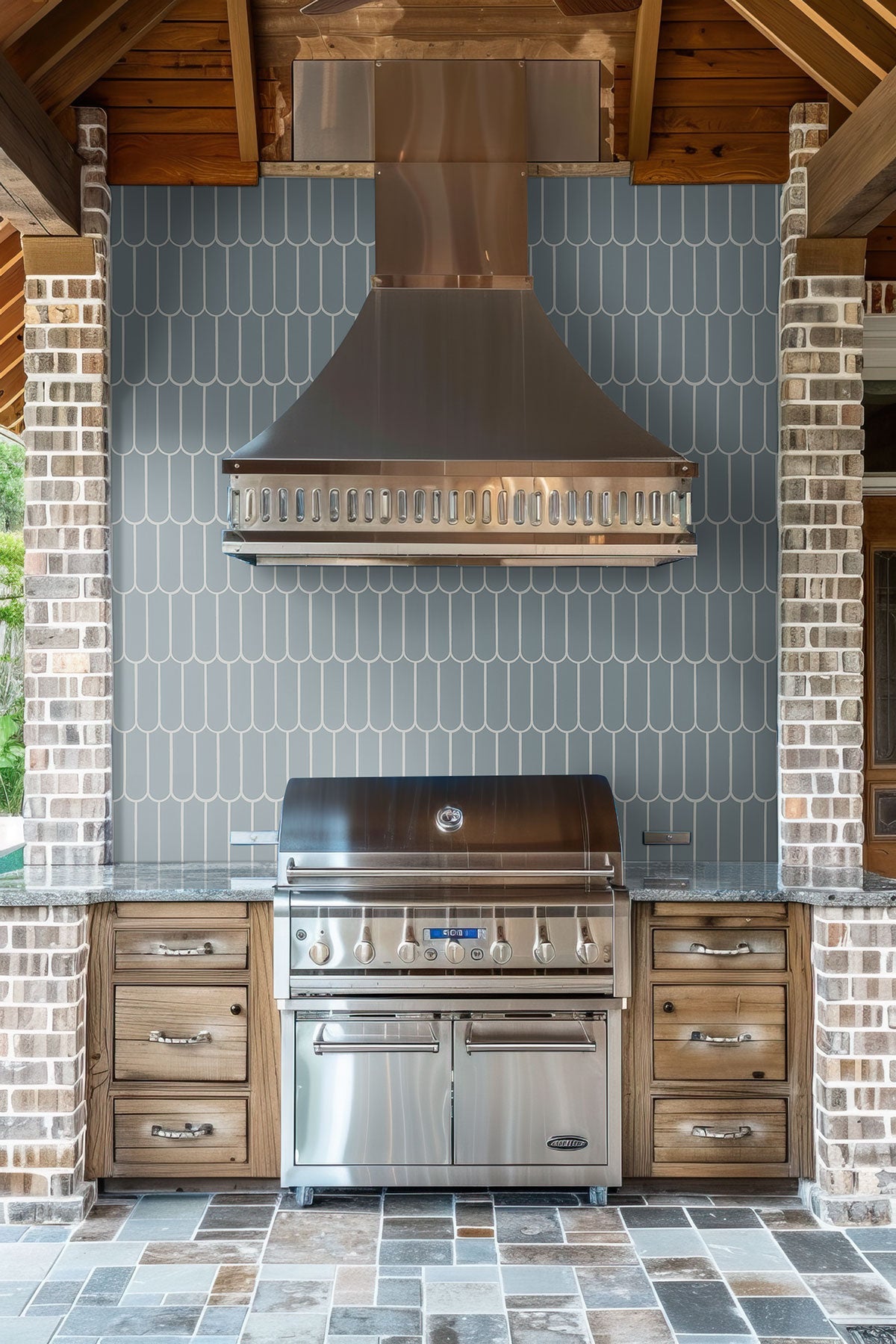 MSI Cielo Azul Scallop Glossy Mosaic Tile — room scene