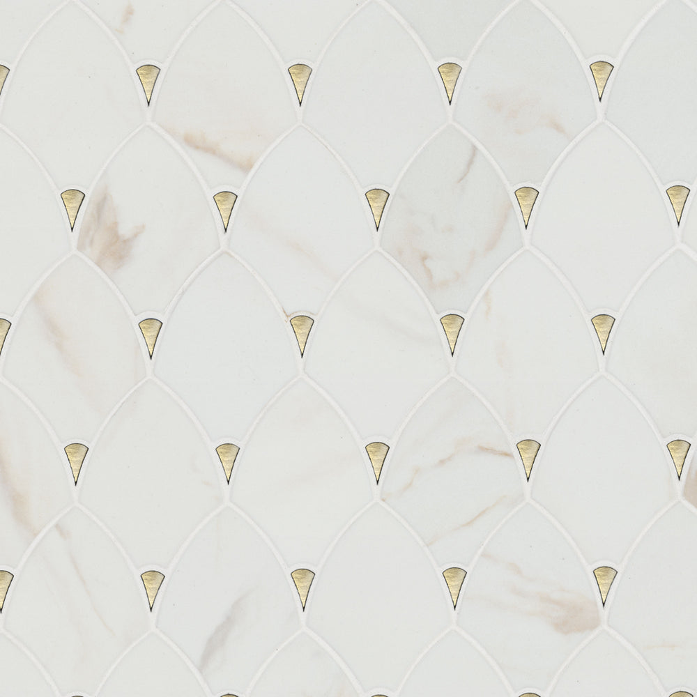MSI Citadel Gold Trident Tile — Glass Mosaic Tile in gold tonality