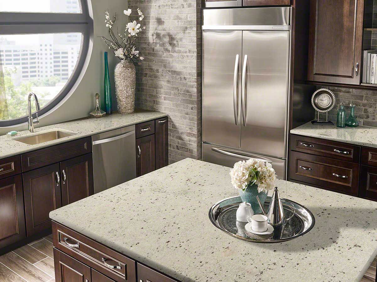 MSI Colonial White — surface detail in white tonality quarried slab for kitchen and counter install