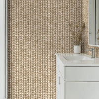 MSI Crema Marfil Arched Herringbone Tile — surface detail in natural tonality