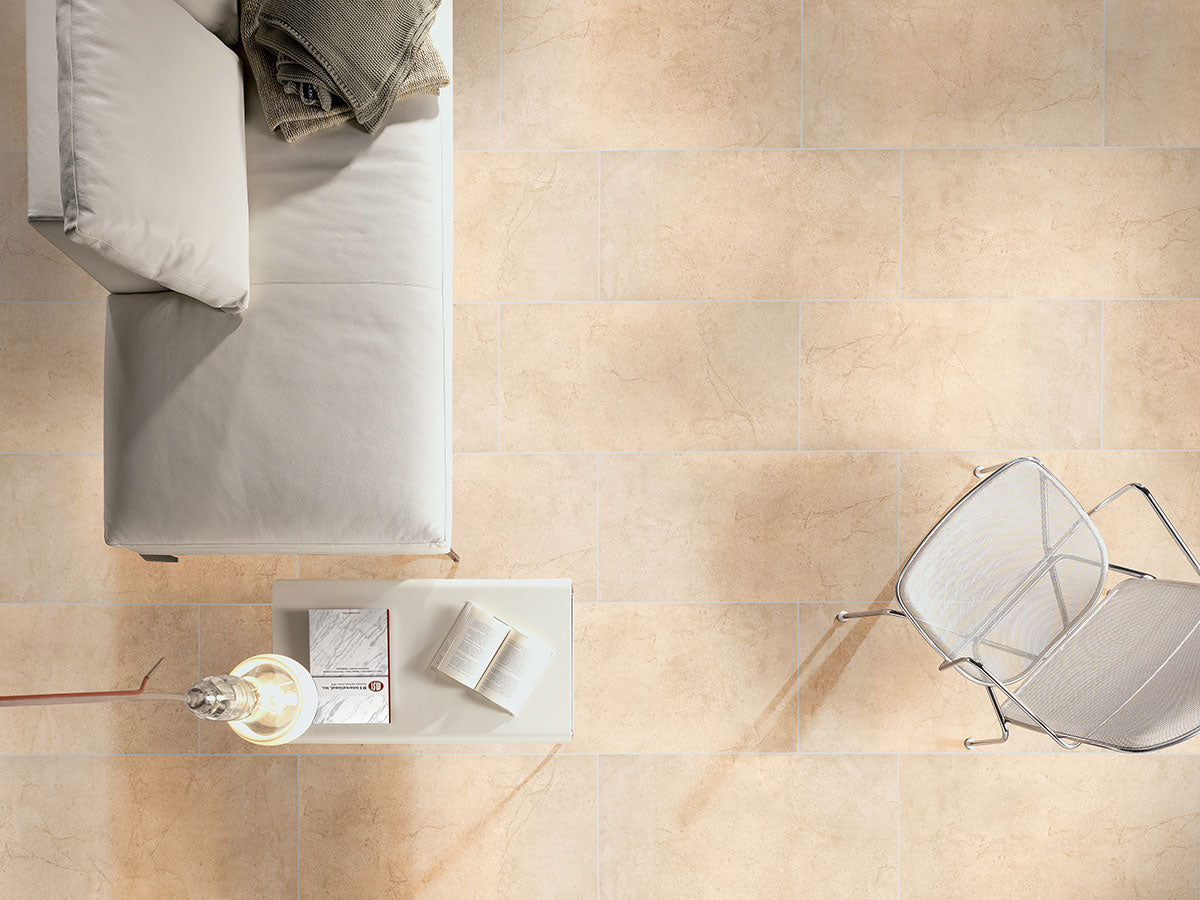 MSI Aria Cremita — surface detail in natural tonality through-bodied porcelain for full-room install