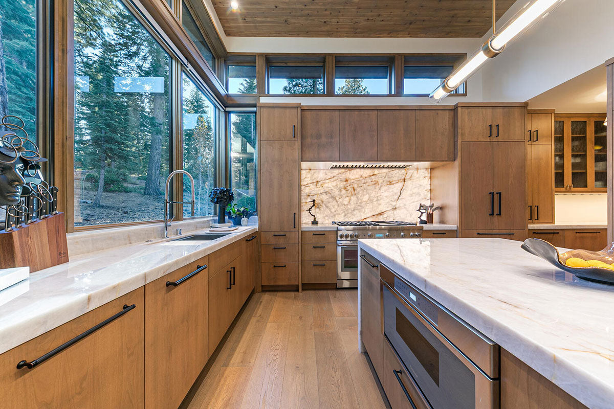 MSI Cristallo — surface detail in natural tonality metamorphic crystalline slab for kitchen install