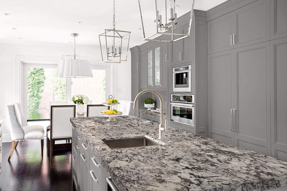 MSI Delicatus White — surface detail in white tonality quarried slab for kitchen and counter install