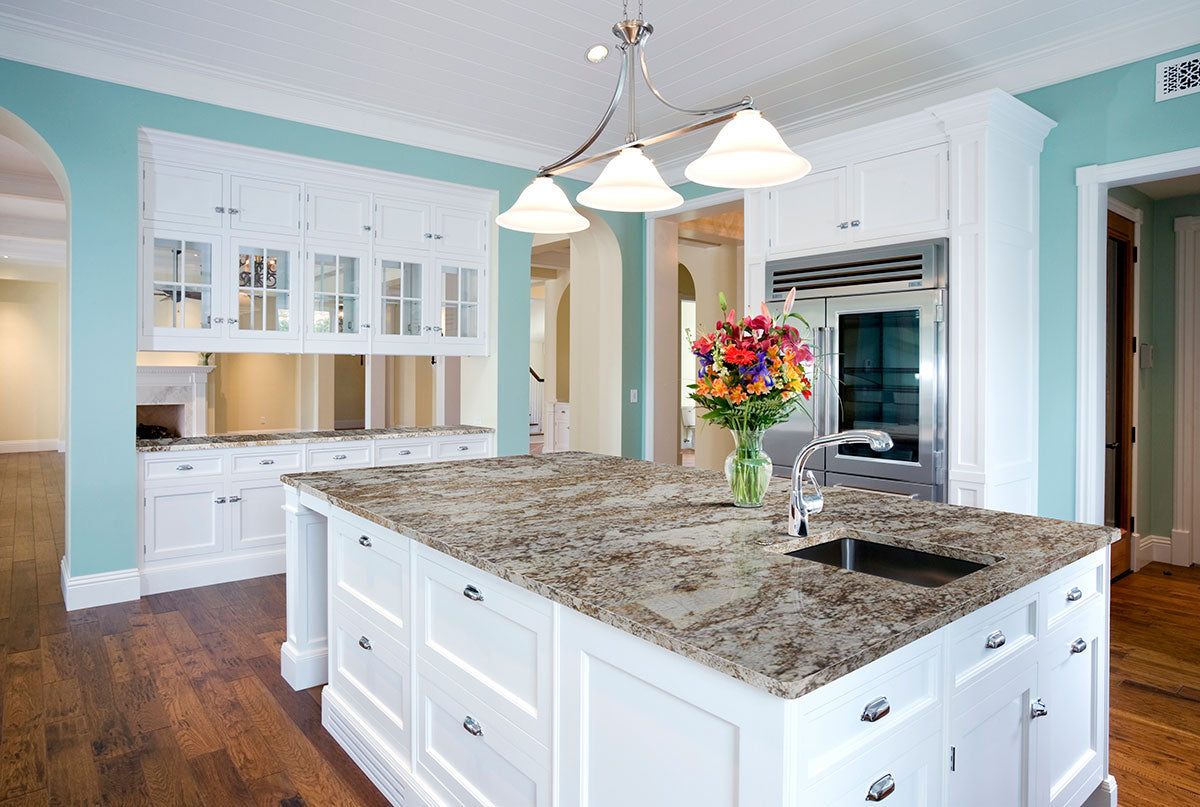 MSI Desert Beach — surface detail in natural tonality quarried slab for kitchen and counter install