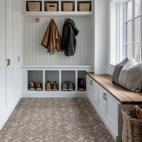 MSI Doverton Gray Reclaimed Clay Brick — surface detail in gray tonality