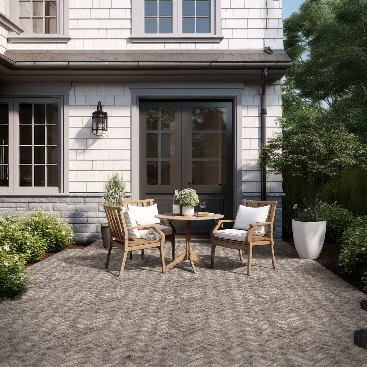 MSI Doverton Gray Reclaimed Clay Brick — surface detail in gray tonality