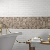 MSI Driftwood Hexagon Mosaic Tile — surface detail in natural tonality