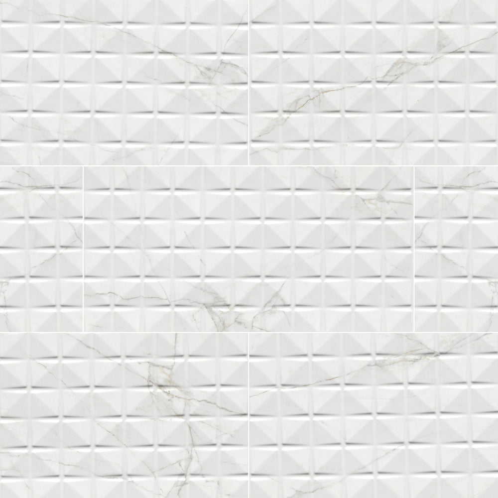 MSI Dymo Calacatta Chex White 12x24 — Porcelain Wall Tile in white tonality