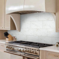 MSI Dymo Calacatta Stripe White 12x24 — surface detail in white tonality