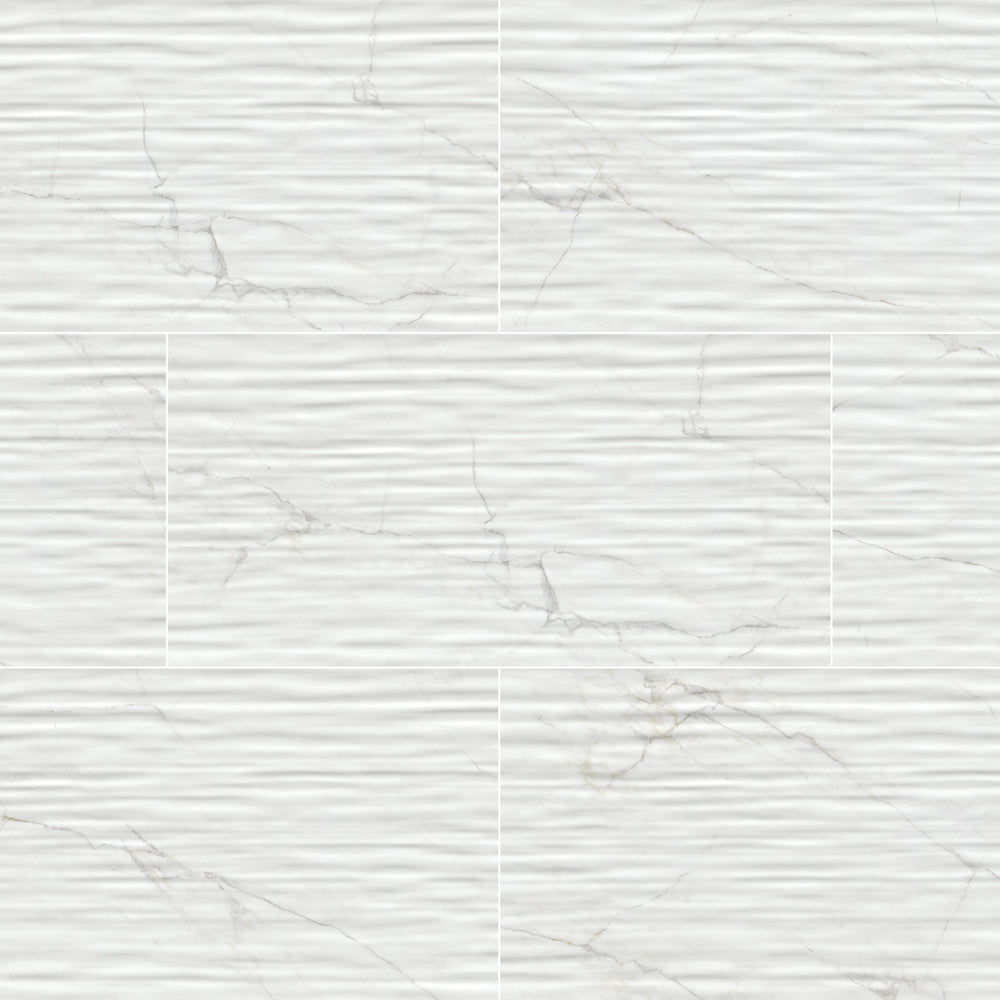 MSI Dymo Calacatta Stripe White 12x24 — Porcelain Wall Tile in white tonality