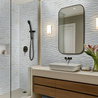 MSI Dymo Calacatta Wavy White 12x24 — surface detail in white tonality