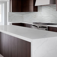 MSI Dymo Calacatta Wavy White 12x24 — surface detail in white tonality