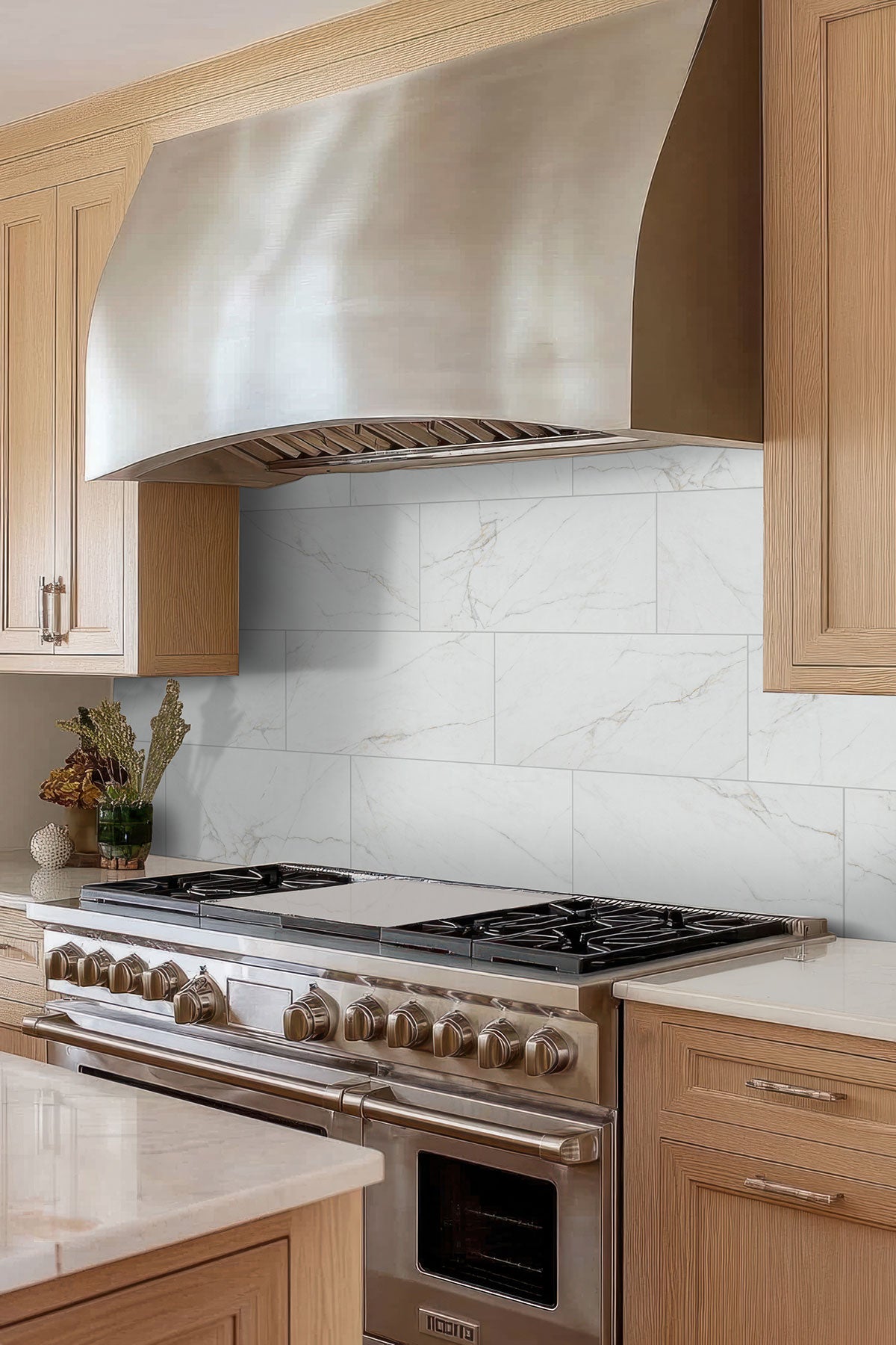 MSI Dymo Calacatta White 12x24 — surface detail in white tonality