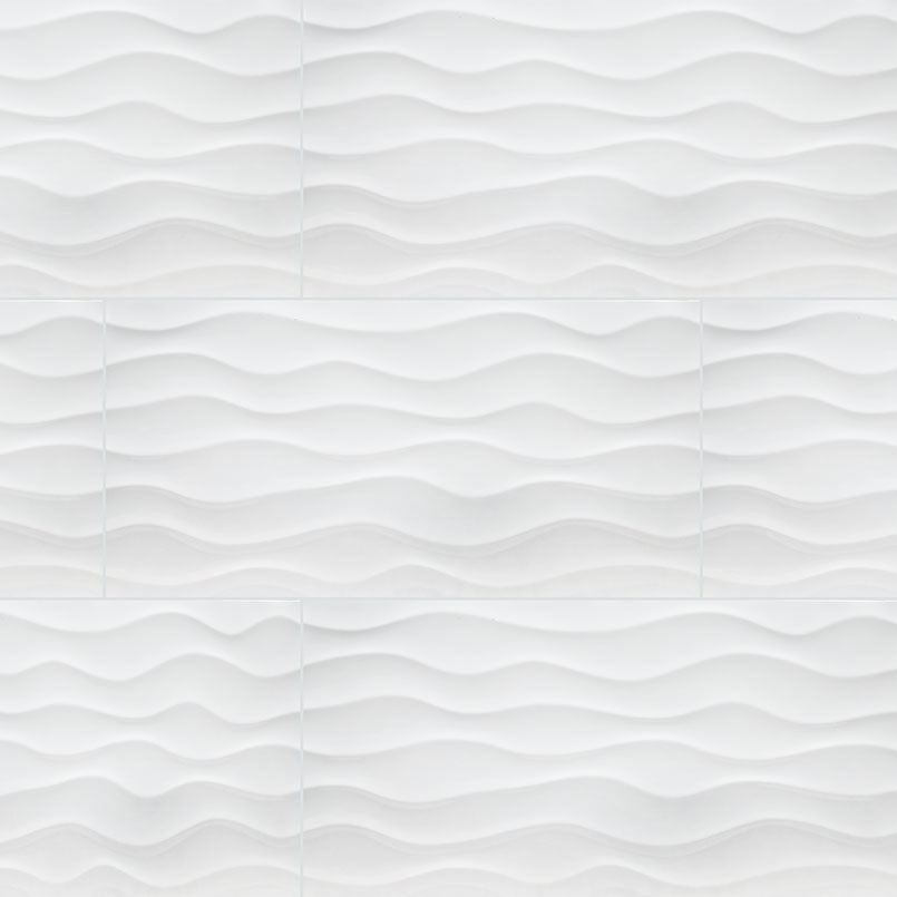 MSI Dymo Wavy White 3D Wall Tile — Porcelain Wall Tile in white tonality