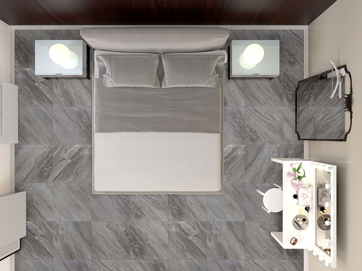 MSI Eden Bardiglio — surface detail in natural tonality through-bodied porcelain for full-room install