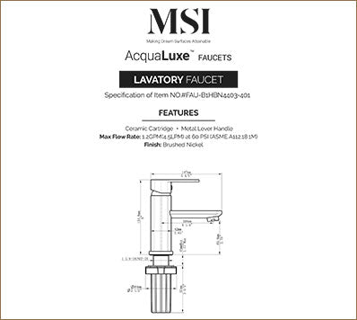 MSI 1 Handle Bathroom Faucet — surface detail in natural tonality