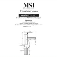 MSI 1 Handle Bathroom Faucet — surface detail in gold tonality