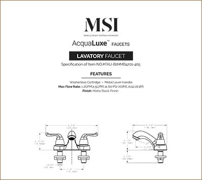 MSI 2 Handle Bathroom Faucet — surface detail in black tonality