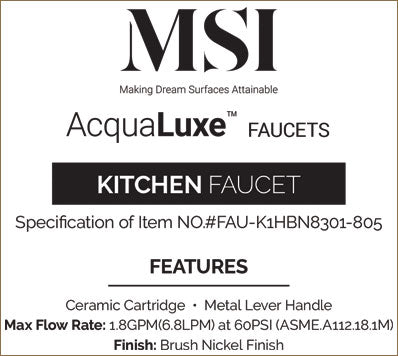 MSI 1-Handle Pull-Out Sprayer Kitchen Faucet — surface detail in natural tonality