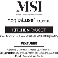 MSI 1-Handle Pull-Out Sprayer Kitchen Faucet — surface detail in natural tonality